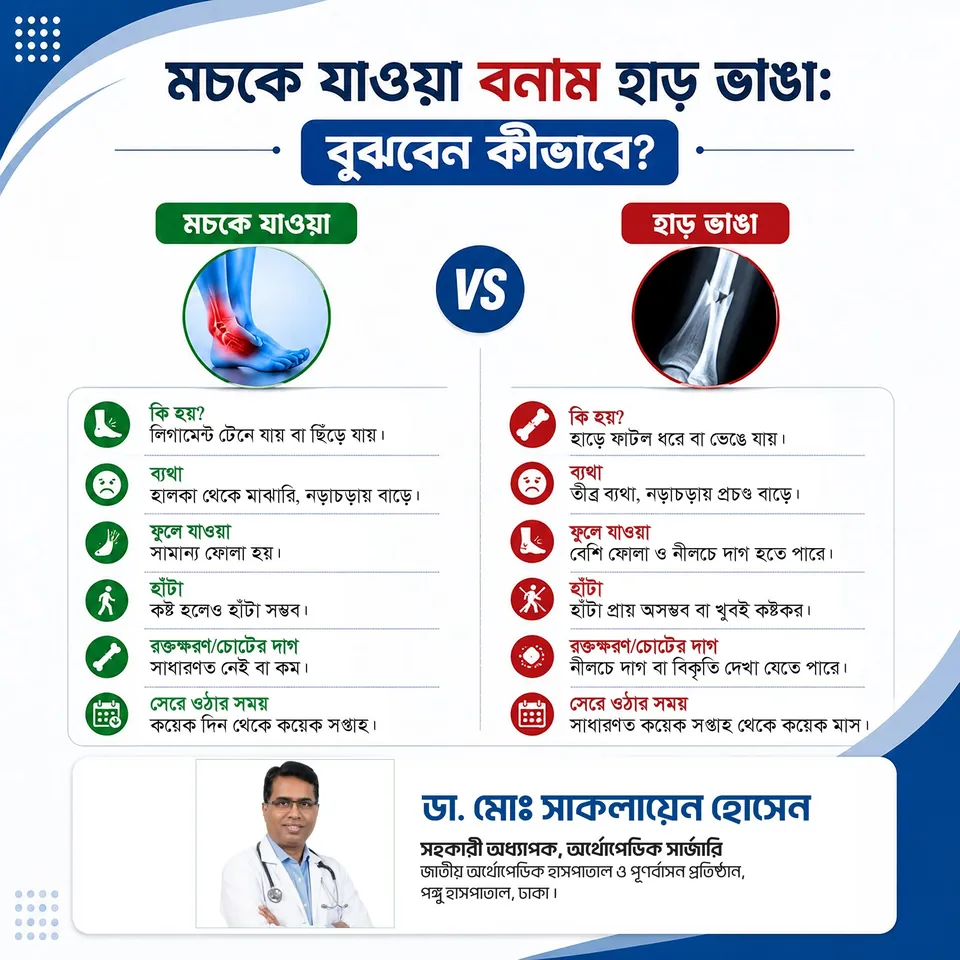 মচকে যাওয়া বনাম হাড় ভাঙা: বুঝবেন কীভাবে?